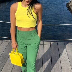 Zara Yellow Patent Mini Tote Bag